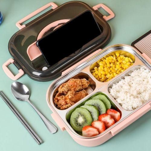 Bento Box Japanese Style for Kids Student Food Container Material LeakProof Square Lunch Box with Compartment Pink