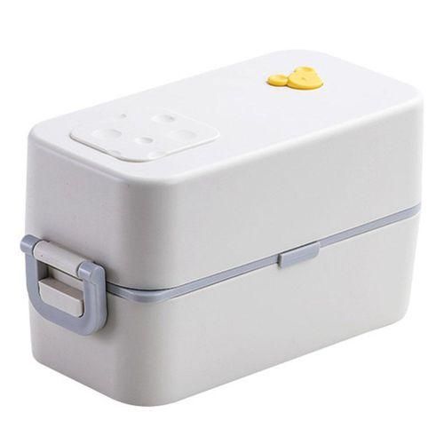 Lunch Boxes 2Layer 3 Compartment Cutlery Set Bento Boxes for Kid Men Women Adults Working Schools , White