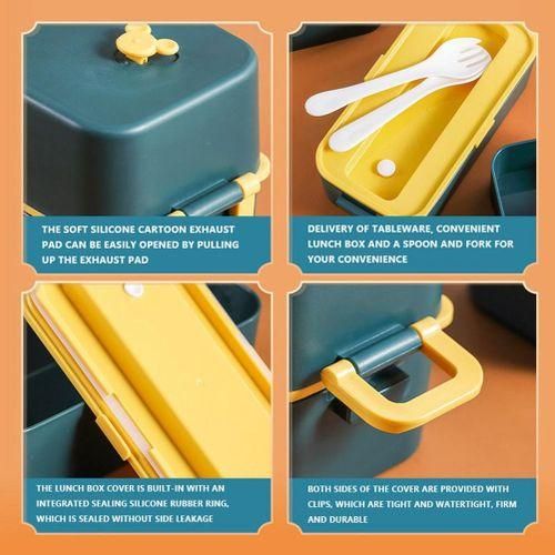 Lunch Boxes 2Layer 3 Compartment Cutlery Set Bento Boxes for Kid Men Women Adults Working Schools , White