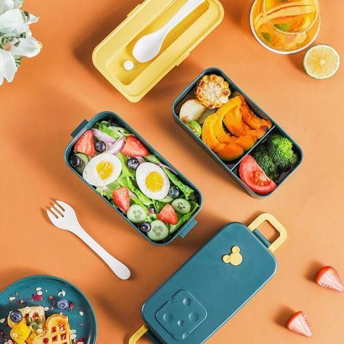 Lunch Boxes 2Layer 3 Compartment Cutlery Set Bento Boxes for Kid Men Women Adults Working Schools , White