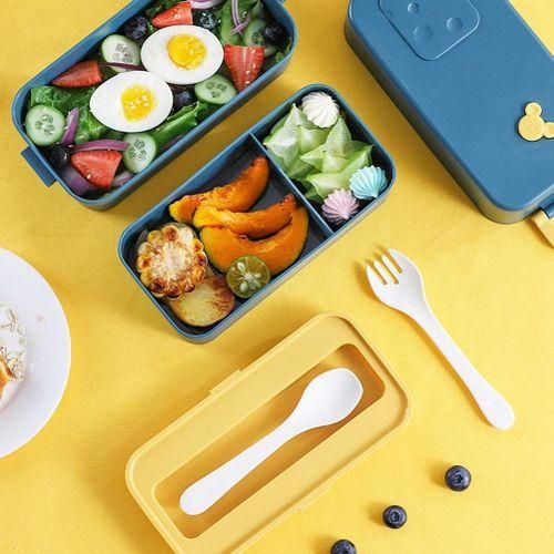 Lunch Boxes 2Layer 3 Compartment Cutlery Set Bento Boxes for Kid Men Women Adults Working Schools , White