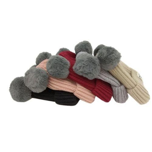 MT Newborn Hats Wool Knitted Warm Round Kids Cap Comfortable Uni  Children Hatswine Red