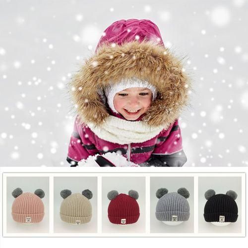 MT Newborn Hats Wool Knitted Warm Round Kids Cap Comfortable Uni  Children Hatswine Red