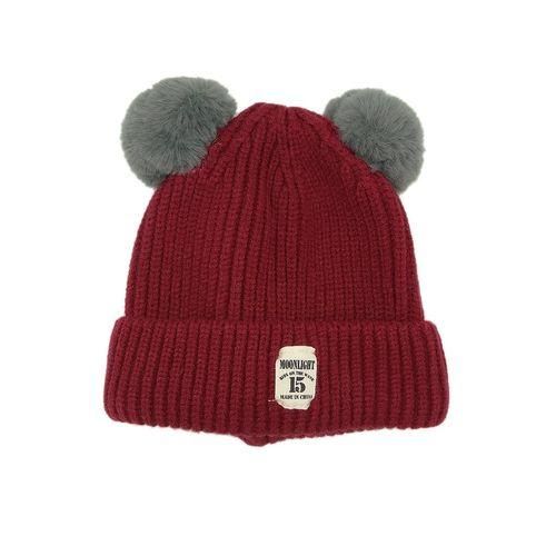 MT Newborn Hats Wool Knitted Warm Round Kids Cap Comfortable Uni  Children Hatswine Red