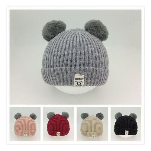 MT Newborn Hats Wool Knitted Warm Round Kids Cap Comfortable Uni  Children Hatswine Red
