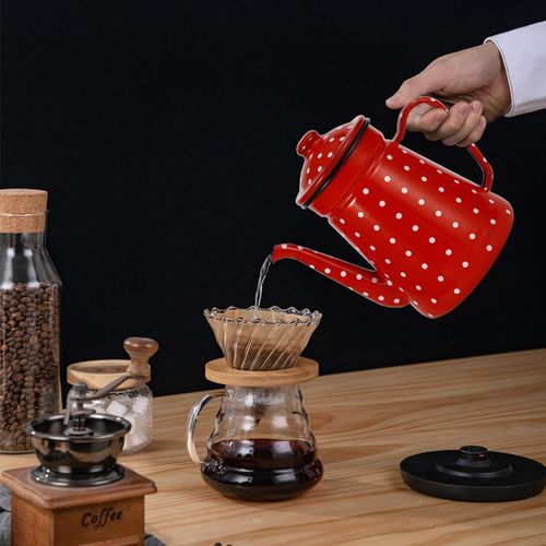 1.2L Enamel Coffee Pot Pour over Milk Water Jug Pitcher Teap