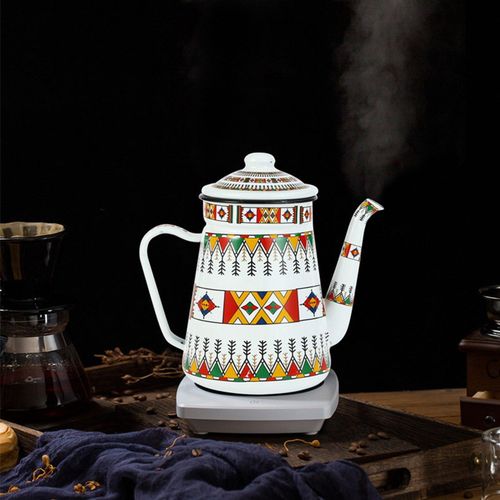 1.2L Enamel Coffee Pot Pour over Milk Water Jug Pitcher Teap