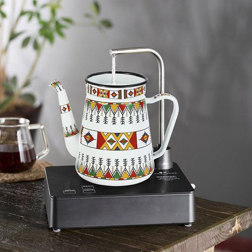 1.2L Enamel Coffee Pot Pour over Milk Water Jug Pitcher Teap