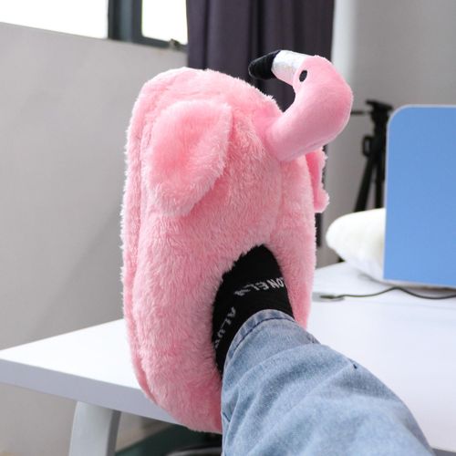 Flamingo Soft Plush Warm Slippers Home Indoor Shoes Pink Full Slippers