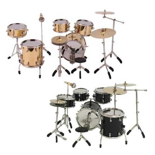 8 Pieces Mini Drum Set Photography Props Miniature Drum Gold