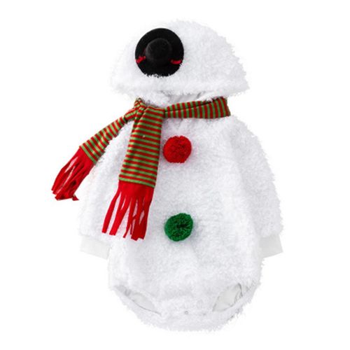 Baby Snowman Modelling Plush Clothes Skin-friendly Fabric and Fashionable Gift for Christmas Birthday New Year,White,Long Sleeve NO5116