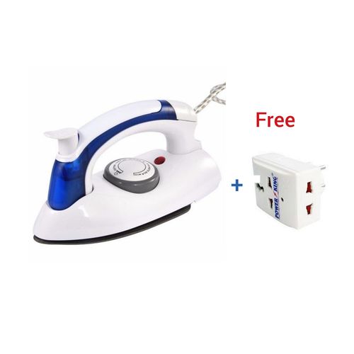 Portable Steam Flat Iron + A free Top plug - Blue/White