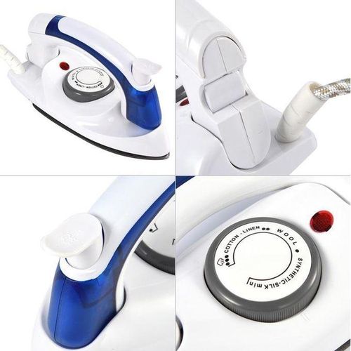 Portable Steam Flat Iron + A free Top plug - Blue/White