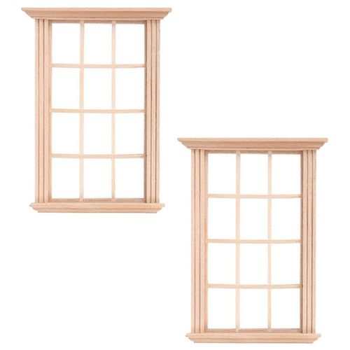 2Pcs Mini Furniture Doll House Miniature Window Frame Model