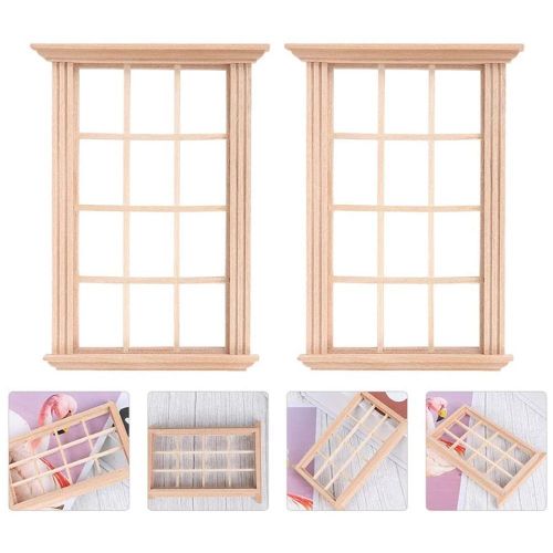 2Pcs Mini Furniture Doll House Miniature Window Frame Model