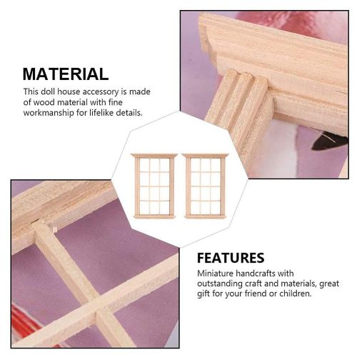 2Pcs Mini Furniture Doll House Miniature Window Frame Model