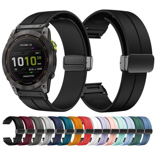 Quickfit 22mm 26mm Silicone Magnetic Folding Buckle Strap For Garmin Enduro 2 Epix Gen2 Fenix 7 7x 6x Pro 5plus Watchband