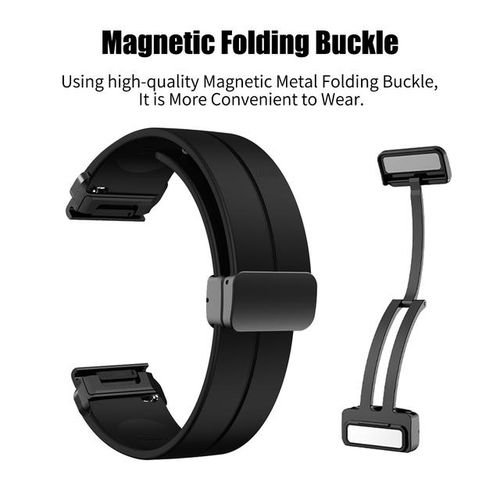 Quickfit 22mm 26mm Silicone Magnetic Folding Buckle Strap For Garmin Enduro 2 Epix Gen2 Fenix 7 7x 6x Pro 5plus Watchband