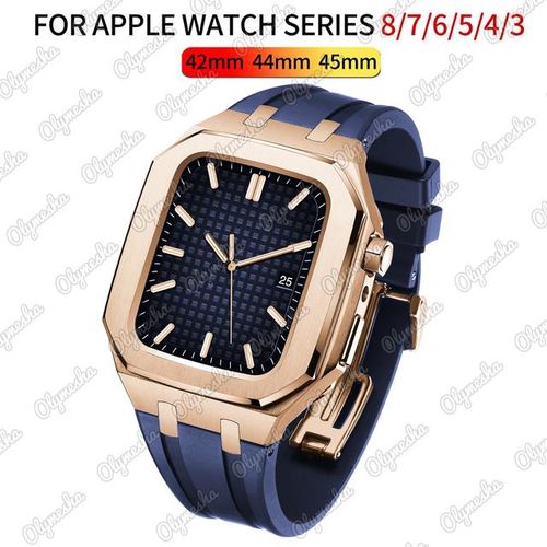 Luxury Casestrap For Watchband Series8 7 45mm Stainless Steel Bracelet Correa Wristband For Iwatch 6 Se 5 3 44mm 42 41mm