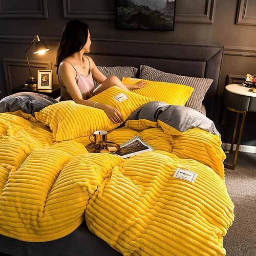 Coral Velvet Duvet King Size Yellow