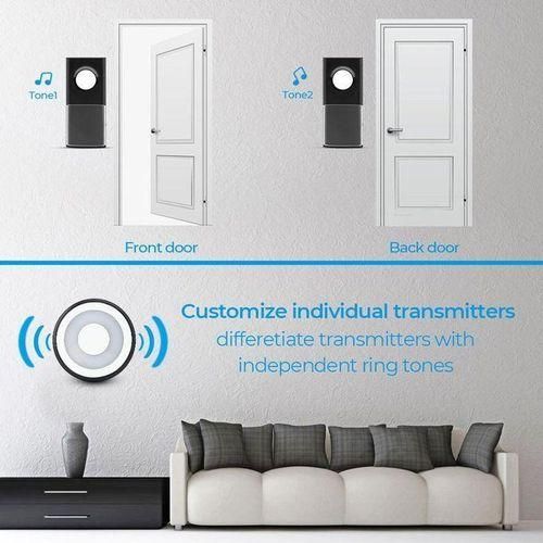 Smart Wireless Doorbell 200M Distance Black IP55 1 Button 1 Receiver