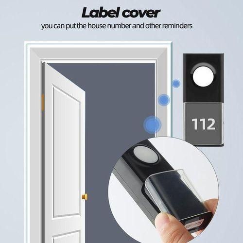 Smart Wireless Doorbell 200M Distance Black IP55 1 Button 1 Receiver