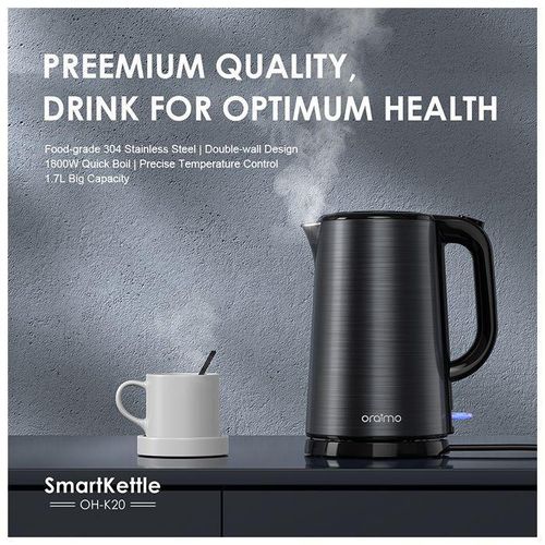 Oraimo Smart Kettle 1.7L 1800W Stainless Steel, Double-wall Design, Precise Temperature Control Electric Kettle - Pacolator