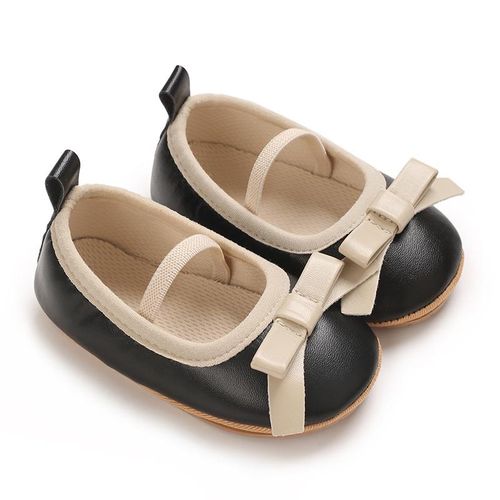 Spring And Autumn Newborn Baby 0-1 Year Old Female Baby Bow Princess Shoes With Soft Rubber Sole Anti Slip And Wear-resistant Walking Shoes