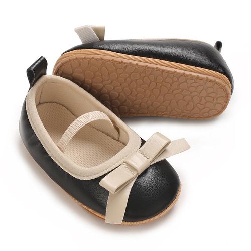 Spring And Autumn Newborn Baby 0-1 Year Old Female Baby Bow Princess Shoes With Soft Rubber Sole Anti Slip And Wear-resistant Walking Shoes