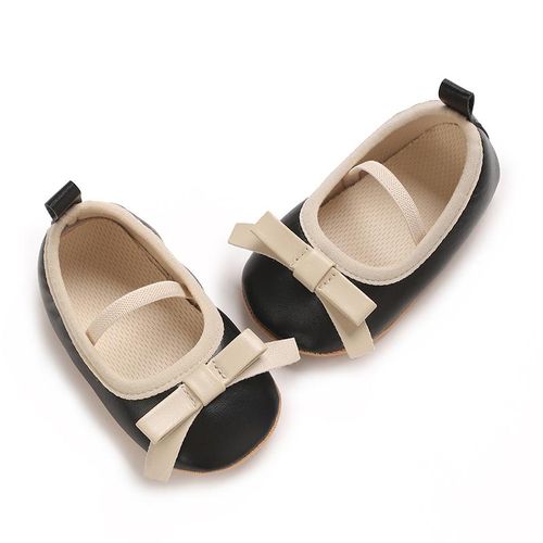 Spring And Autumn Newborn Baby 0-1 Year Old Female Baby Bow Princess Shoes With Soft Rubber Sole Anti Slip And Wear-resistant Walking Shoes