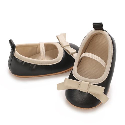Spring And Autumn Newborn Baby 0-1 Year Old Female Baby Bow Princess Shoes With Soft Rubber Sole Anti Slip And Wear-resistant Walking Shoes