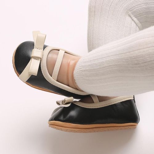 Spring And Autumn Newborn Baby 0-1 Year Old Female Baby Bow Princess Shoes With Soft Rubber Sole Anti Slip And Wear-resistant Walking Shoes