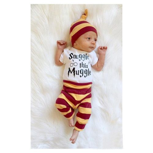 3pcs Fashion Letter Print Unisex New Born Baby Cloth Sets-Baby Jumpsuit+Baby Hat +Baby  Pants