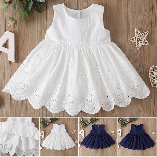 Toddler Baby Girl Dress Sleeveless Solid Color Floral Print Cotton Party