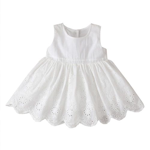 Toddler Baby Girl Dress Sleeveless Solid Color Floral Print Cotton Party