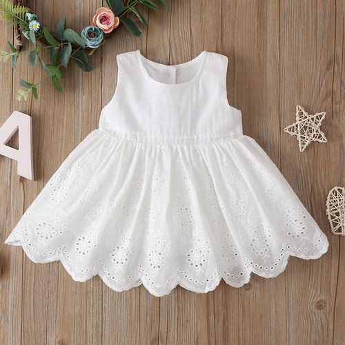 Toddler Baby Girl Dress Sleeveless Solid Color Floral Print Cotton Party