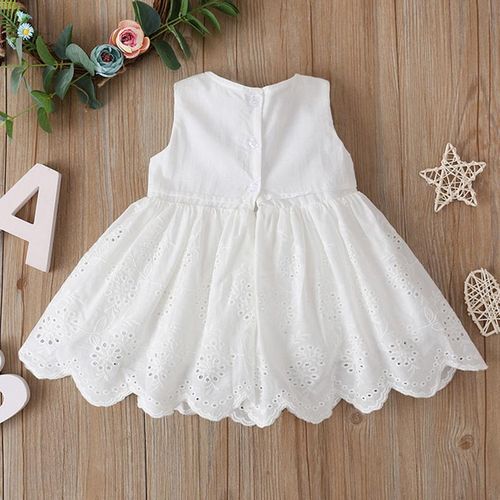 Toddler Baby Girl Dress Sleeveless Solid Color Floral Print Cotton Party