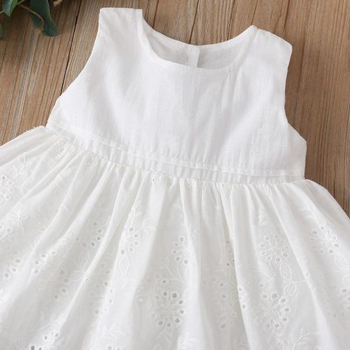 Toddler Baby Girl Dress Sleeveless Solid Color Floral Print Cotton Party