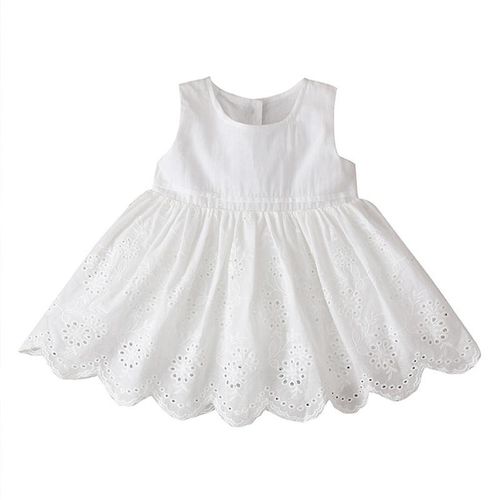 Toddler Baby Girl Dress Sleeveless Solid Color Floral Print Cotton Party
