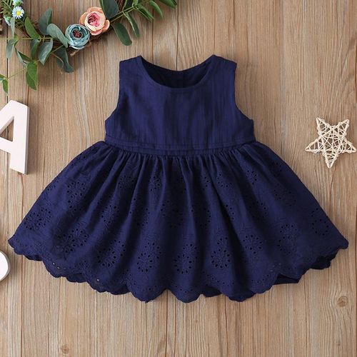 Toddler Baby Girl Dress Sleeveless Solid Color Floral Print Cotton Party