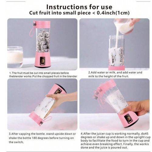 Hm Premium Electric USB Rechargable Portable Blender Cup, Mini Handheld Juicer Cup For Shakes And Smoothies, Juice, Milk,Protein Shaker Bottle,Mixer, Bottle For Travel Gym Home Office Sports Outdoors