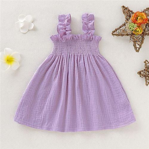Baby Girls Solid Color Maxi Dress Cotton Lightweight Sundress Purple