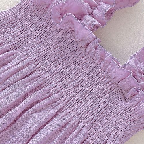 Baby Girls Solid Color Maxi Dress Cotton Lightweight Sundress Purple
