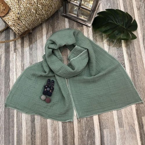 Kids Girls Warm Autumn Winter Soft Cotton Linen Scarf Cute Rabbit Decor Shawl Scarf New,Light Green NO5116