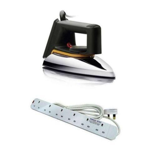 Original 6 Way Extension Cable & Flat Iron - Silver , White