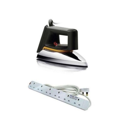 Flat Iron  And 6 Way Extension Cable - Silver, White