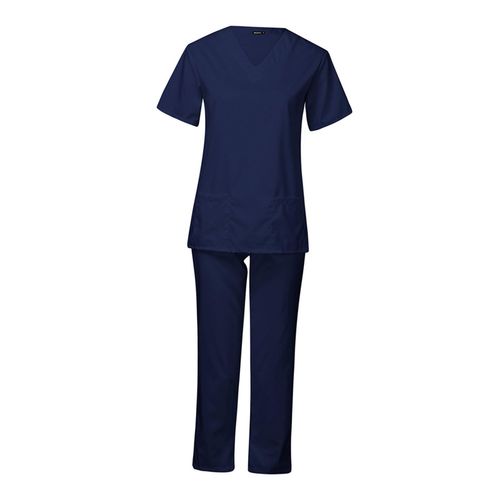 Unisex Nursing Scrub Set Short-Sleeve Tunic Suit V-Neck Navy blue S