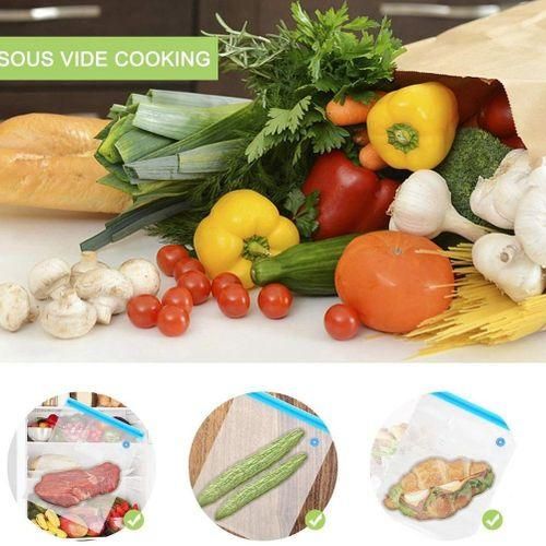 Sous Vide Bags 20Pack Reusable Electric Vacuum Food Storage Save Sealer Cooker with 1 Hand Pump,3 Size Sealed Bag,4 Clip