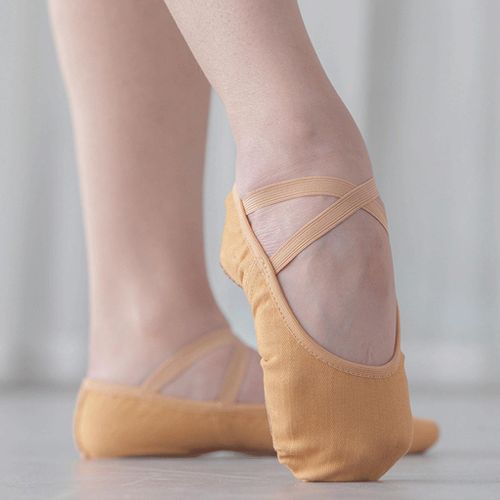Soft Canvas Ballet Slipper Shoes Women Yoga Fitness Flats Girls Tan_33