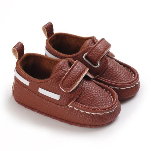 Fashionable Brown Baby Leather Casual Shoes Newborn Soft Soled Walking Shoes